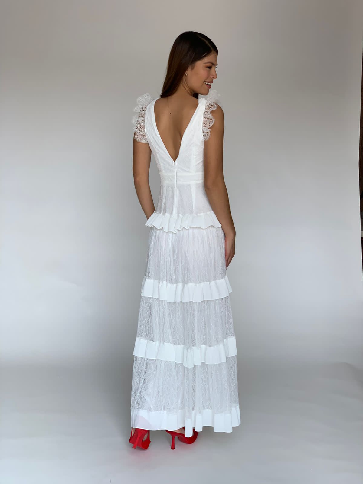 VESTIDO LARGO ENCAJE L9747