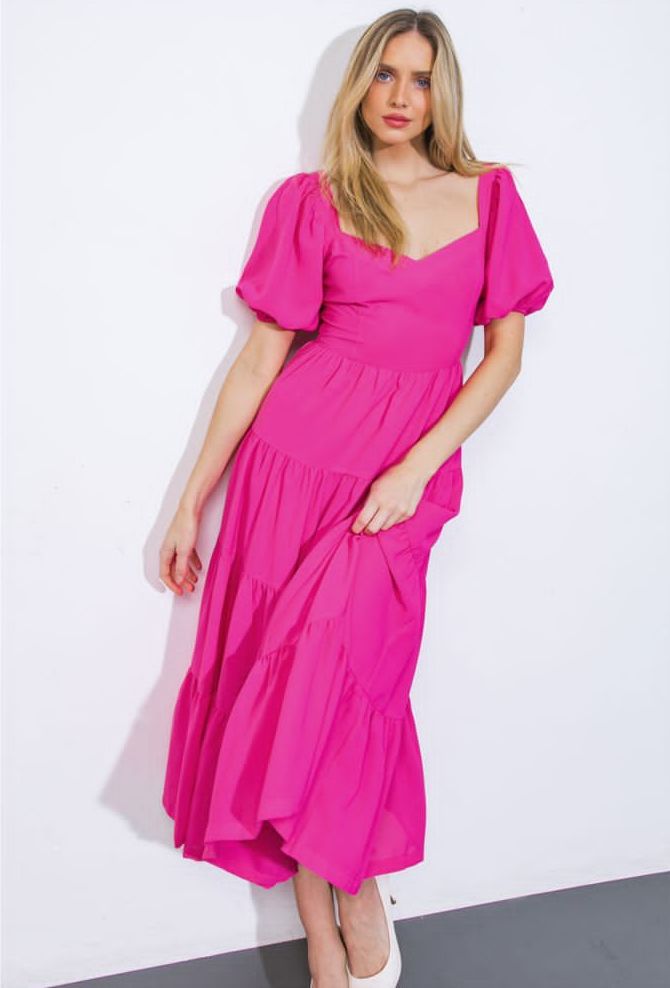 VESTIDO MIDI ROSA 20885