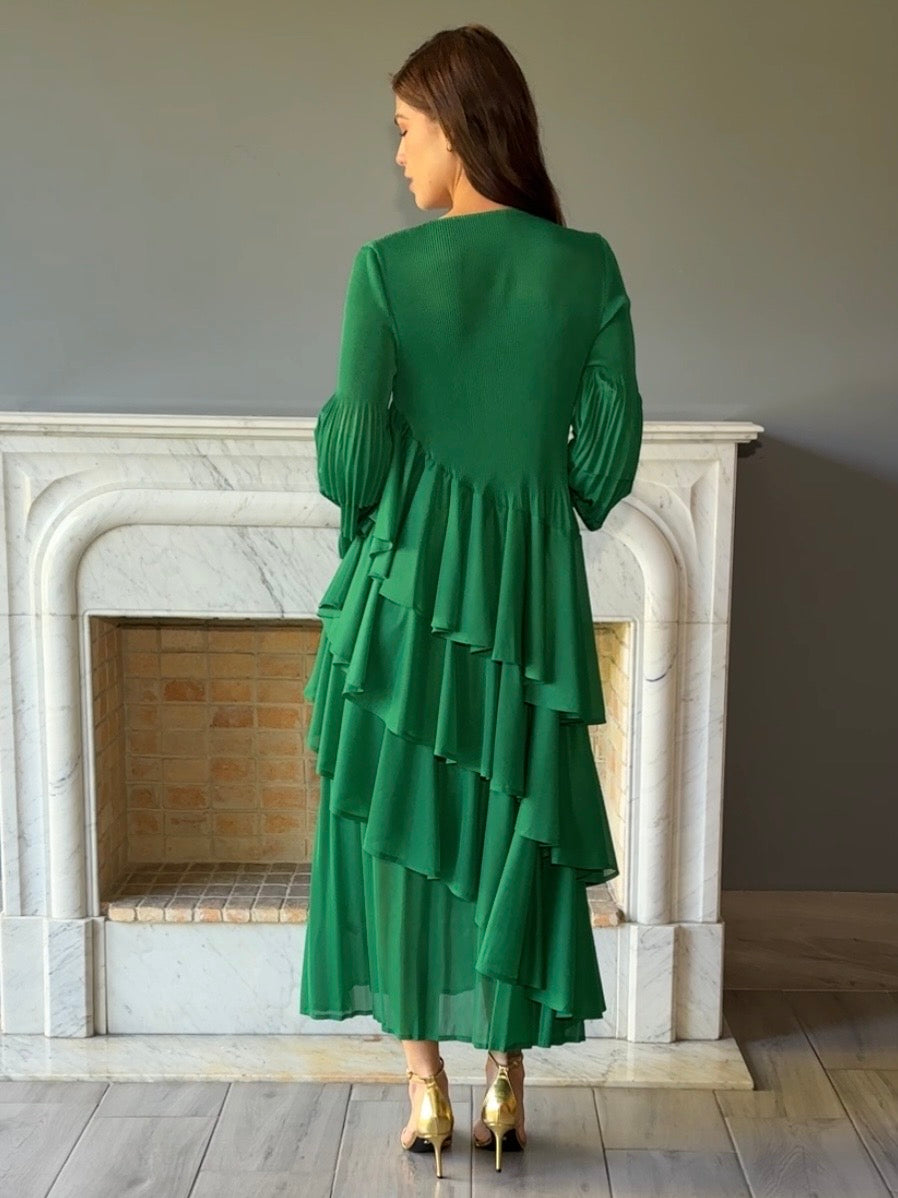 VESTIDO VERDE MIDI QC9198