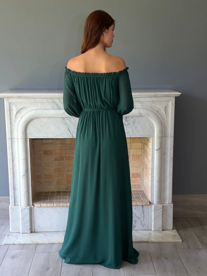VESTIDO LARGO VERDE 1426A