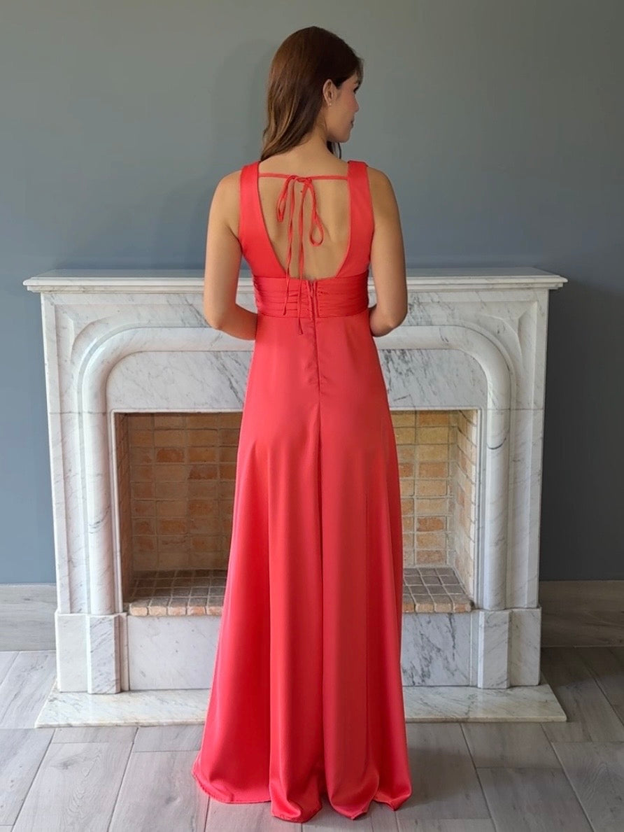VESTIDO LARGO NARANJA 26010