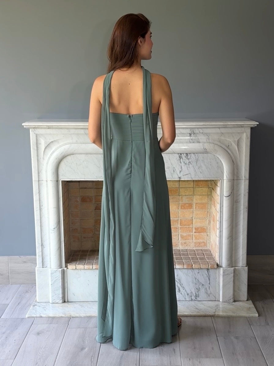 VESTIDO LARGO VERDE 3090