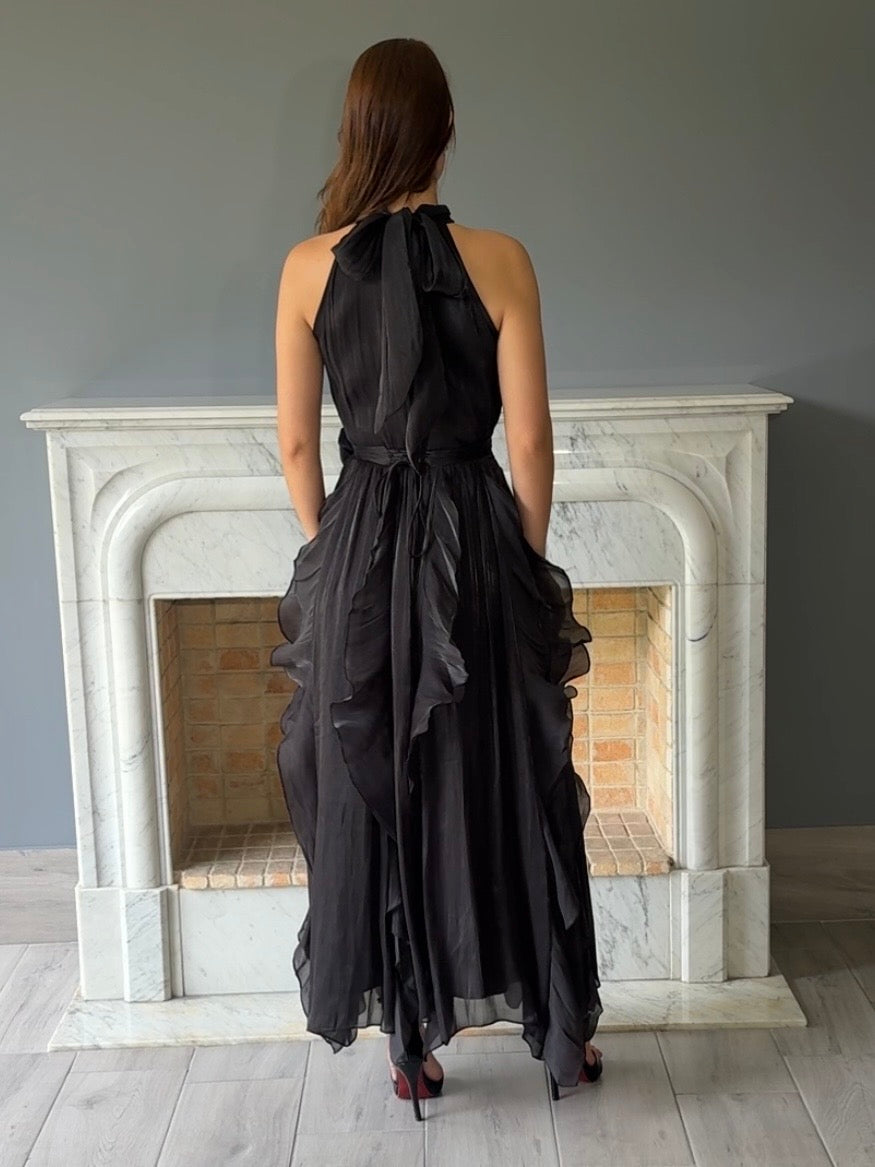 VESTIDO LARGO NEGRO 3052