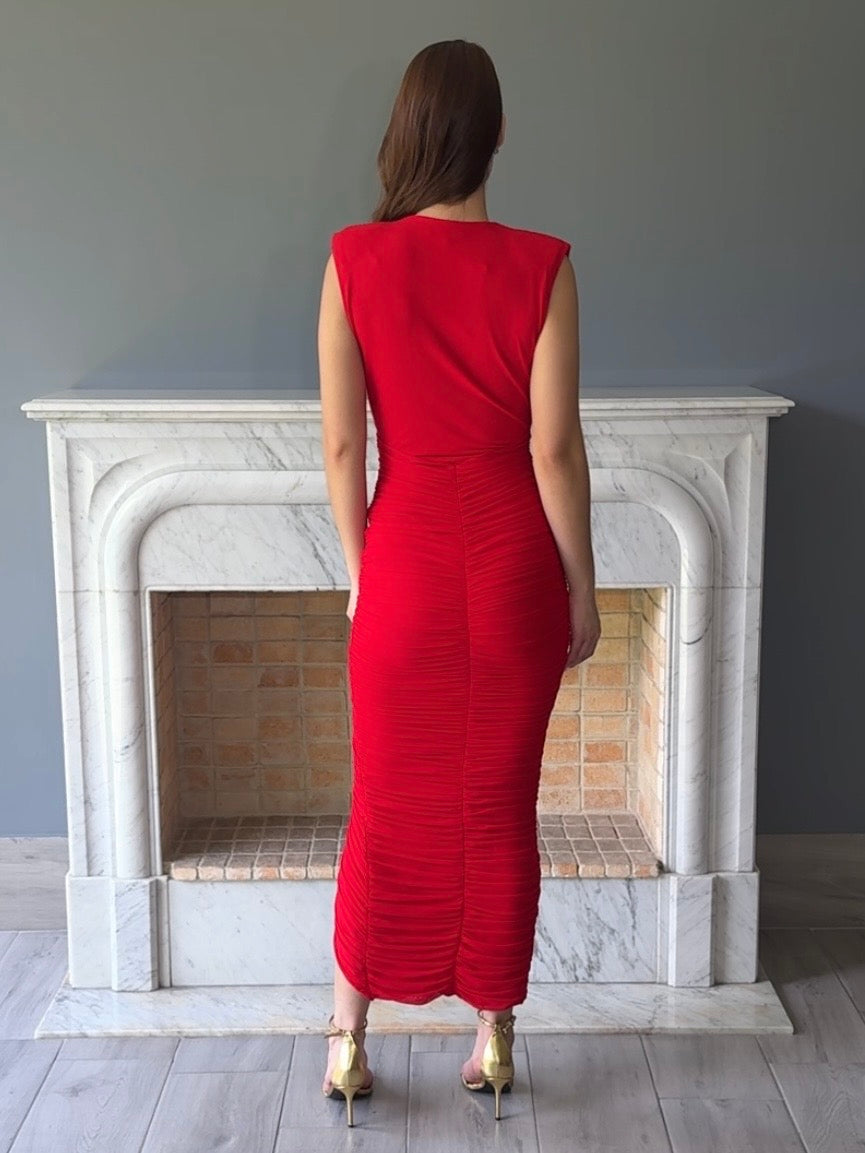 VESTIDO MIDI ROJO C6876