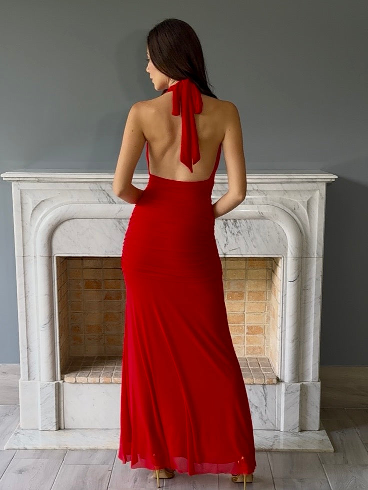 VESTIDO LARGO ROJO 7088