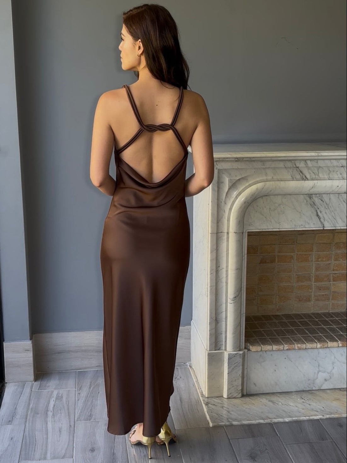 Vestido midi café CP112