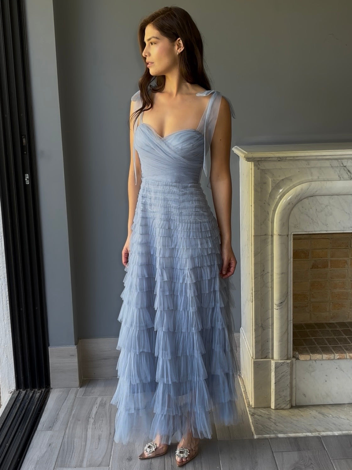 VESTIDO MIDI TUL AZUL F21468