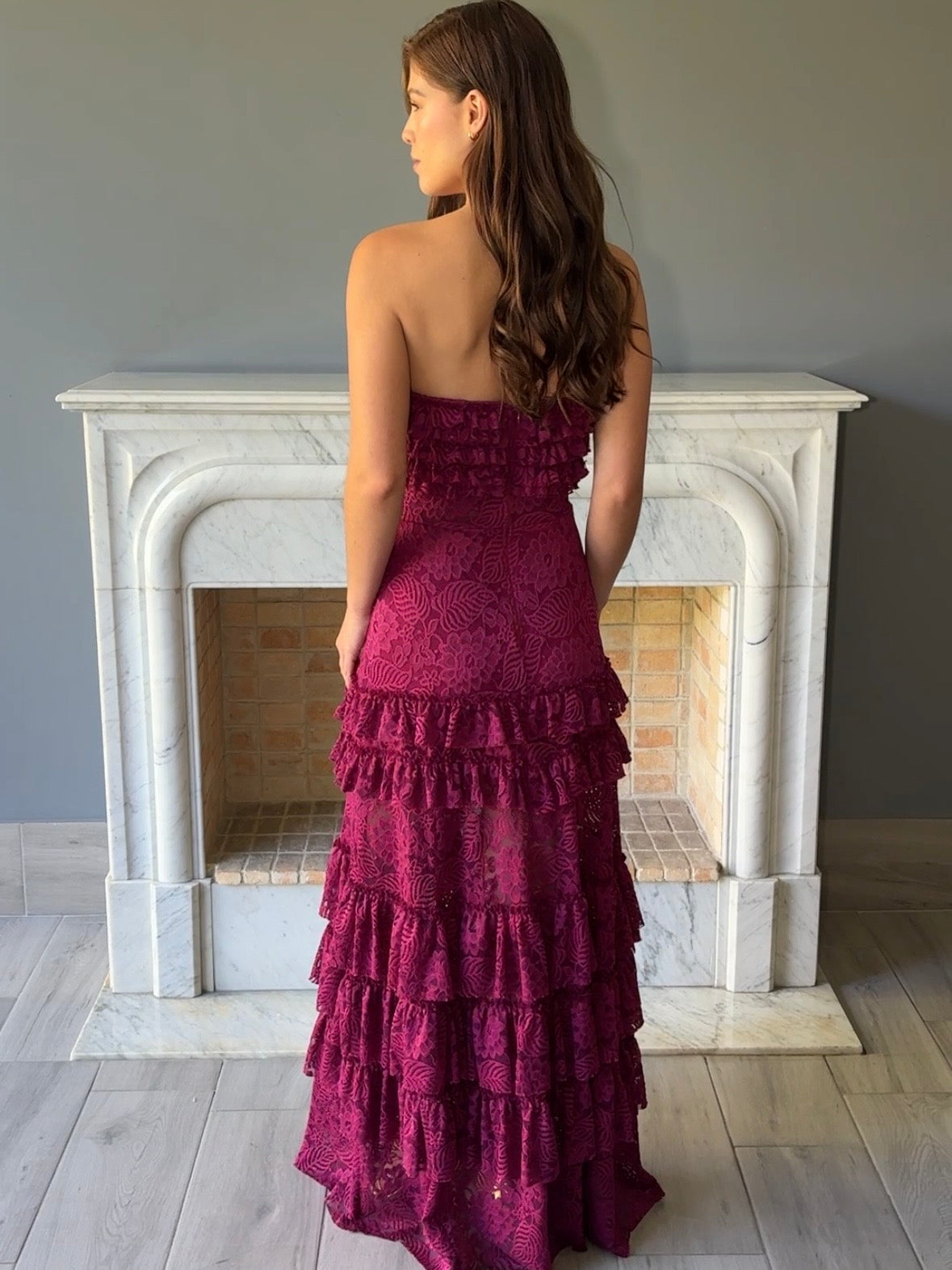 VESTIDO LARGO ENCAJE ROSA 507684