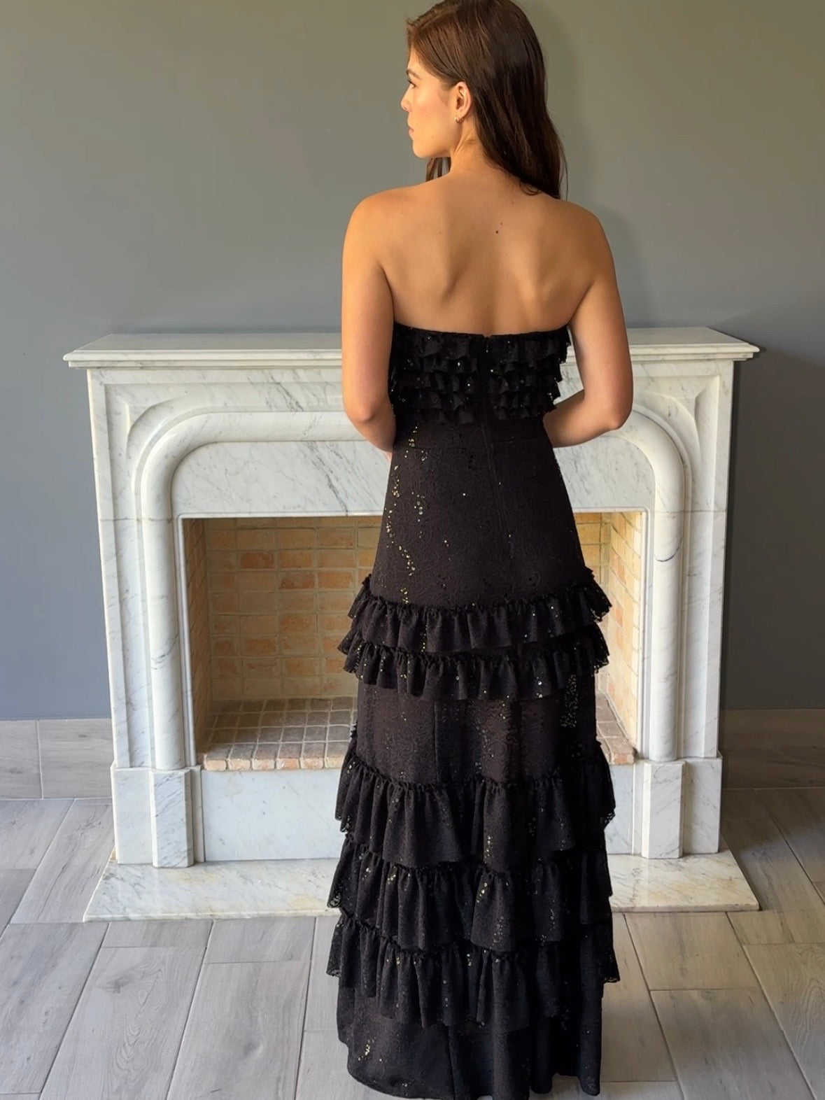 VESTIDO LARGO ENCAJE NEGRO 507684