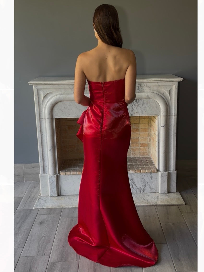 VESTIDO LARGO ROJO 24410