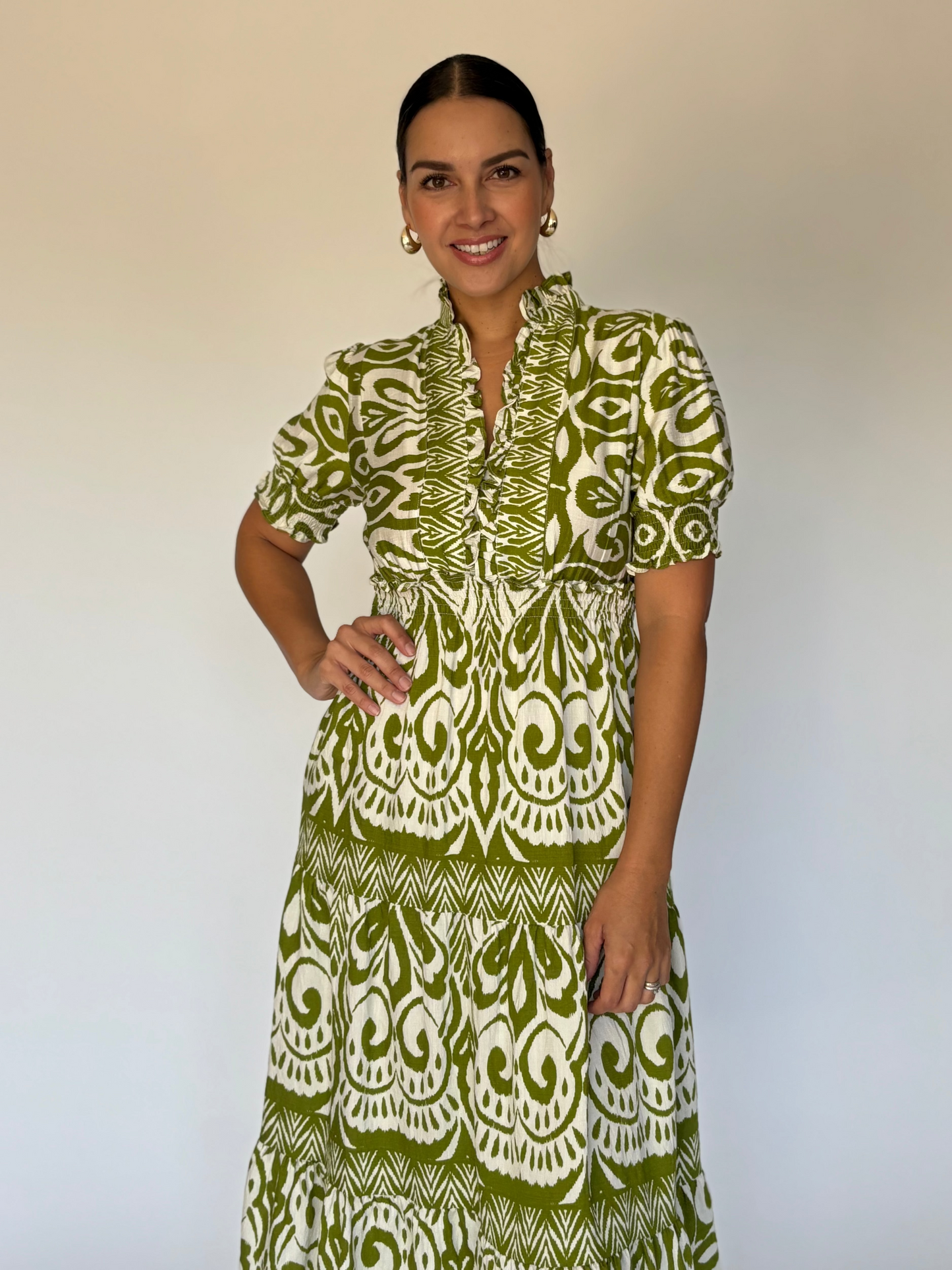 VESTIDO MIDI ESTAMPADO Y8358