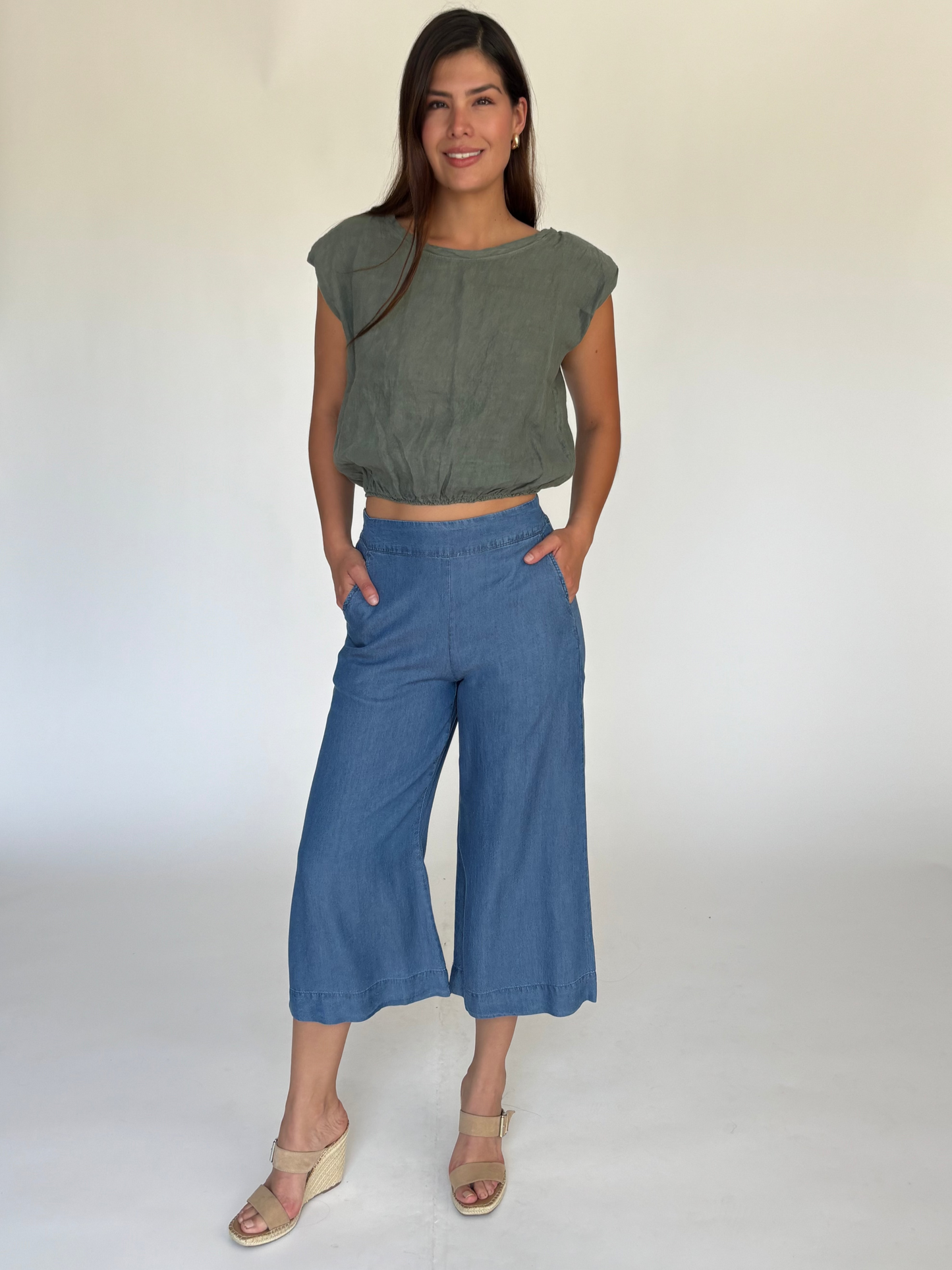 BLUSA VERDE LINO 80814