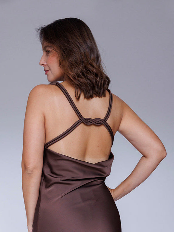 Vestido midi café CP112