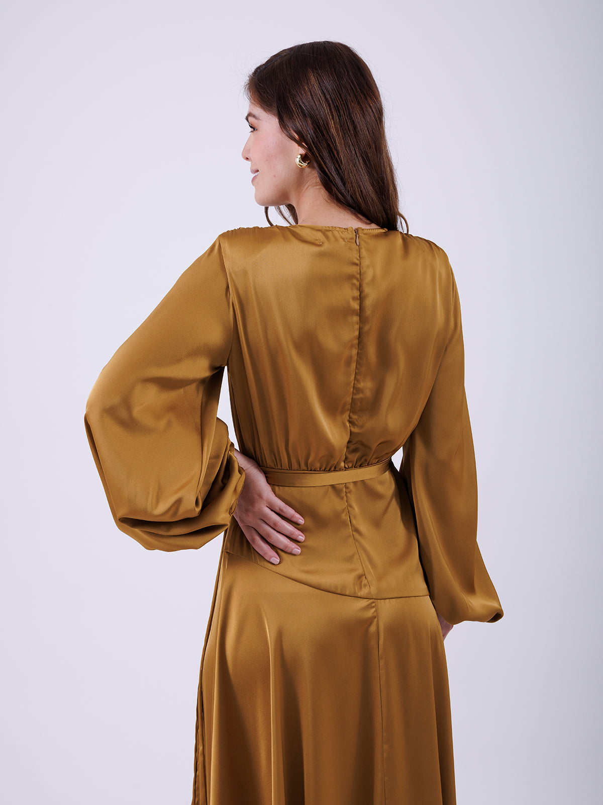 VESTIDO LARGO MOSTAZA 12009