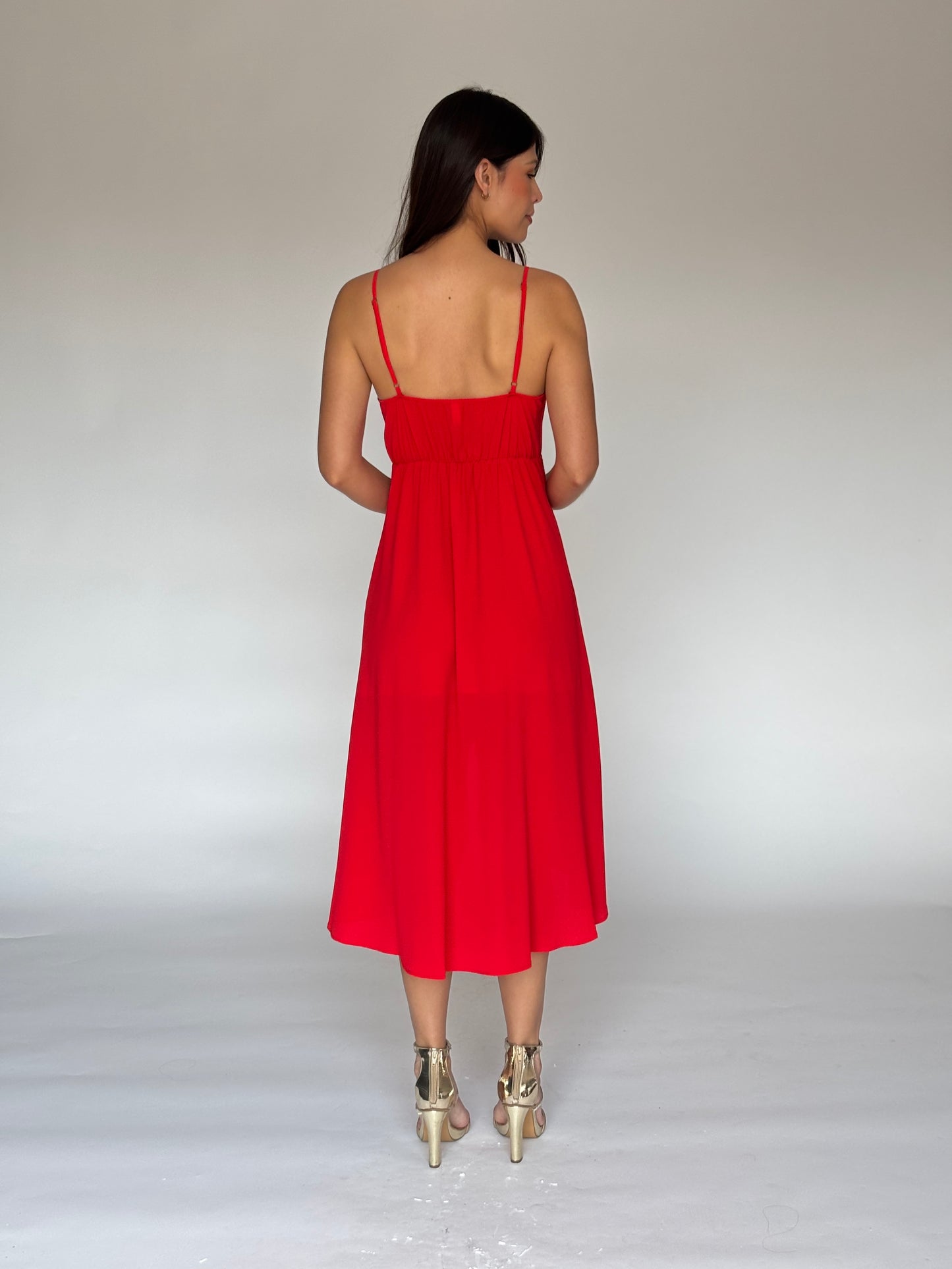 VESTIDO MIDI ROJO D7399