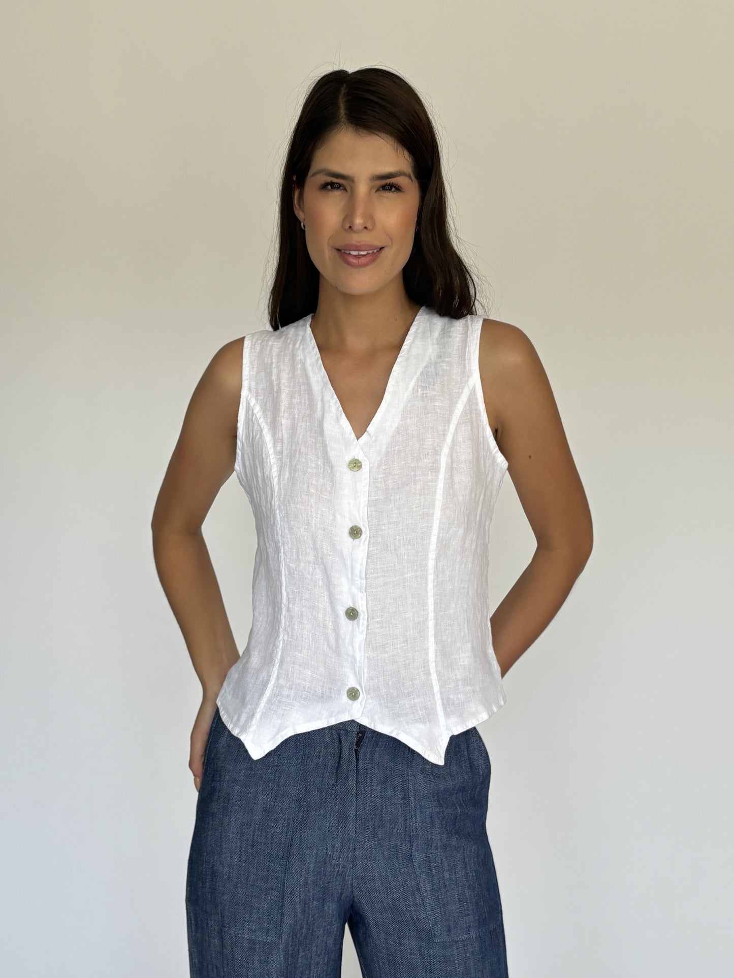 CHALECO LINO BLANCO 15--02