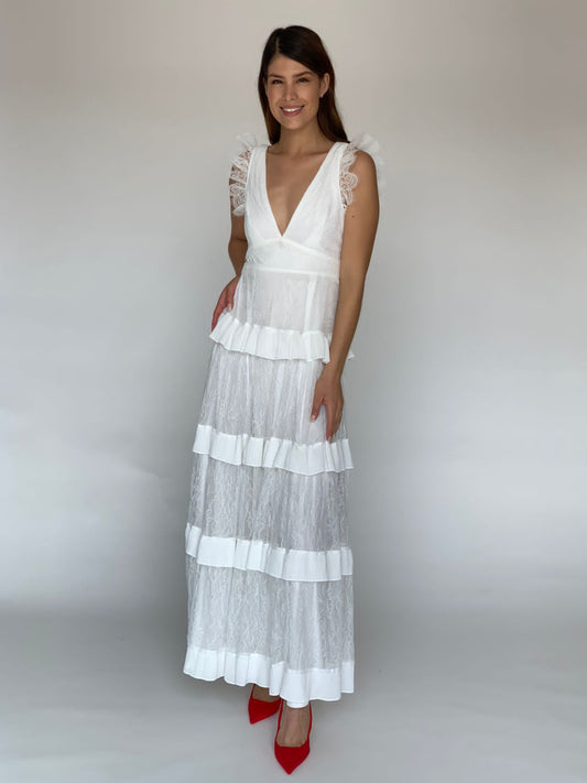VESTIDO LARGO ENCAJE L9747