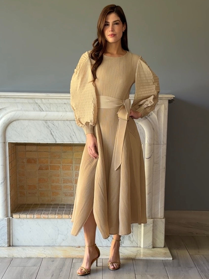 VESTIDO BEIGE MIDI QC3780