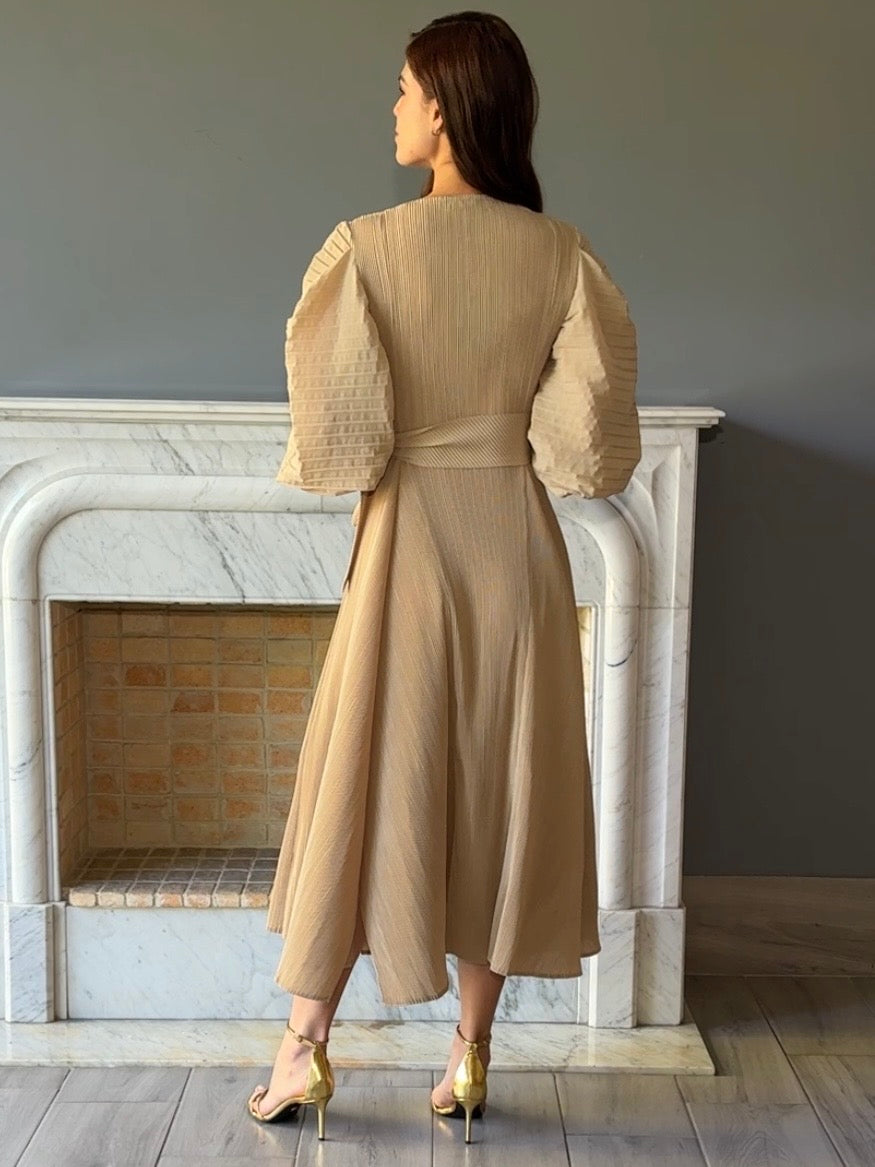 VESTIDO BEIGE MIDI QC3780