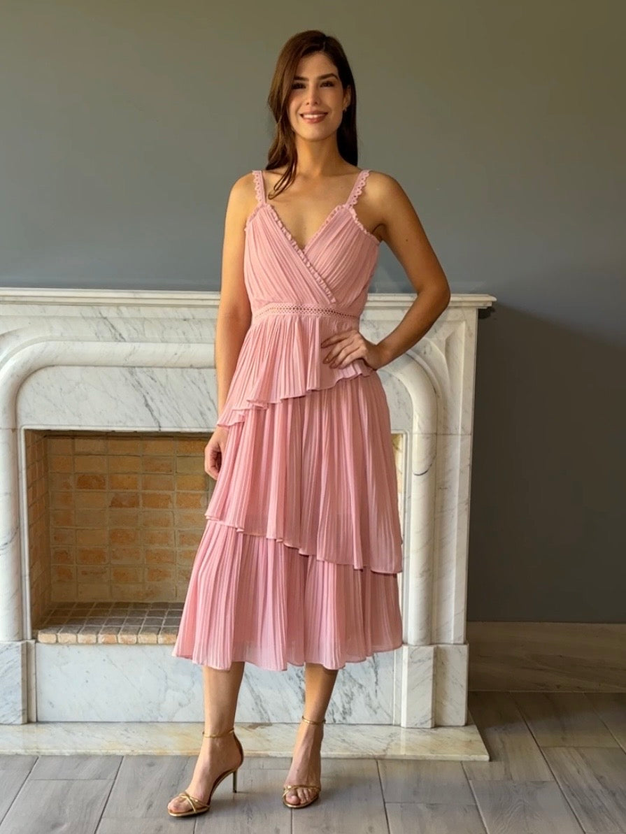 VESTIDO MIDI ROSA 16484