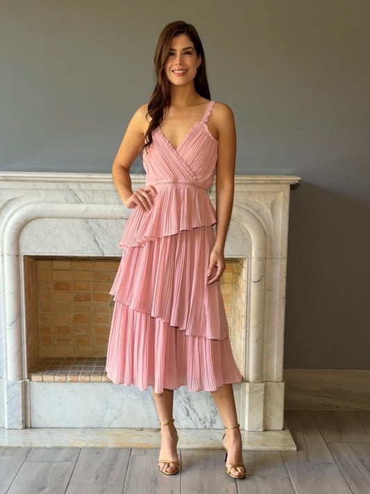 VESTIDO MIDI ROSA 16484