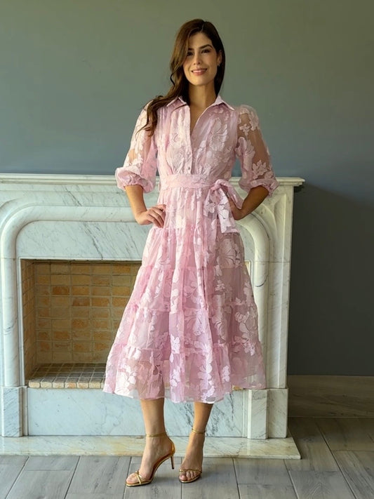 VESTIDO ROSA  MIDI D5673