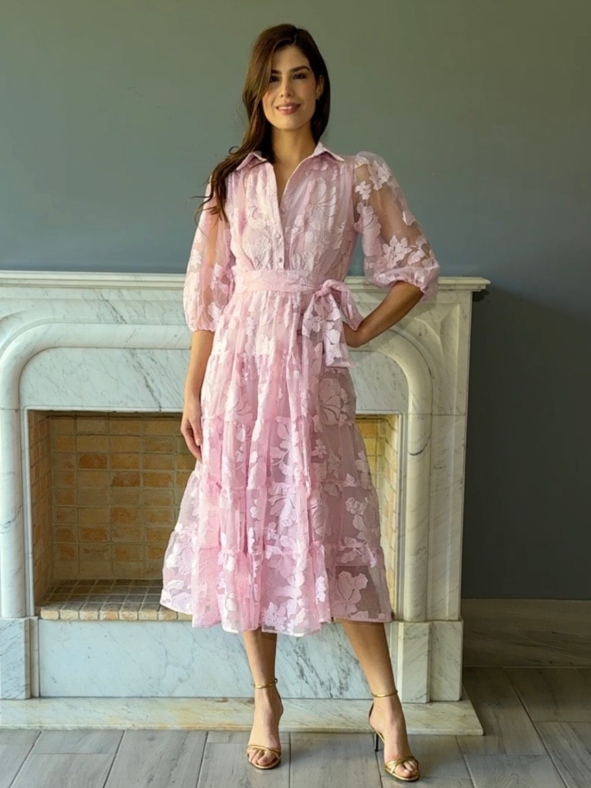 VESTIDO ROSA  MIDI D5673