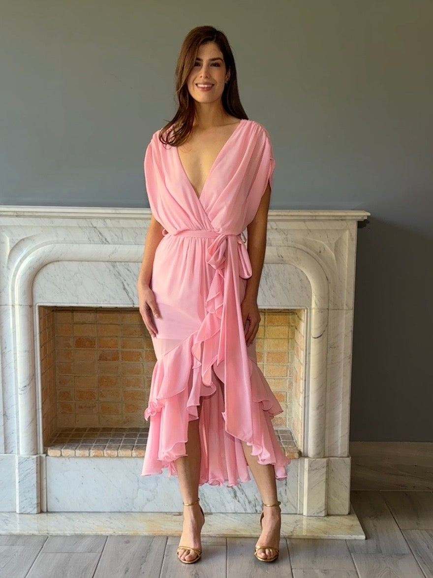 VESTIDO MIDI ROSA 4189