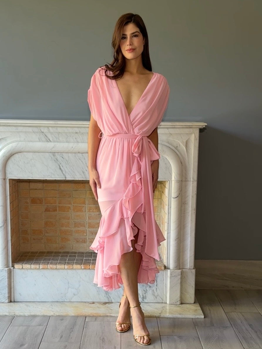 VESTIDO MIDI ROSA 4189