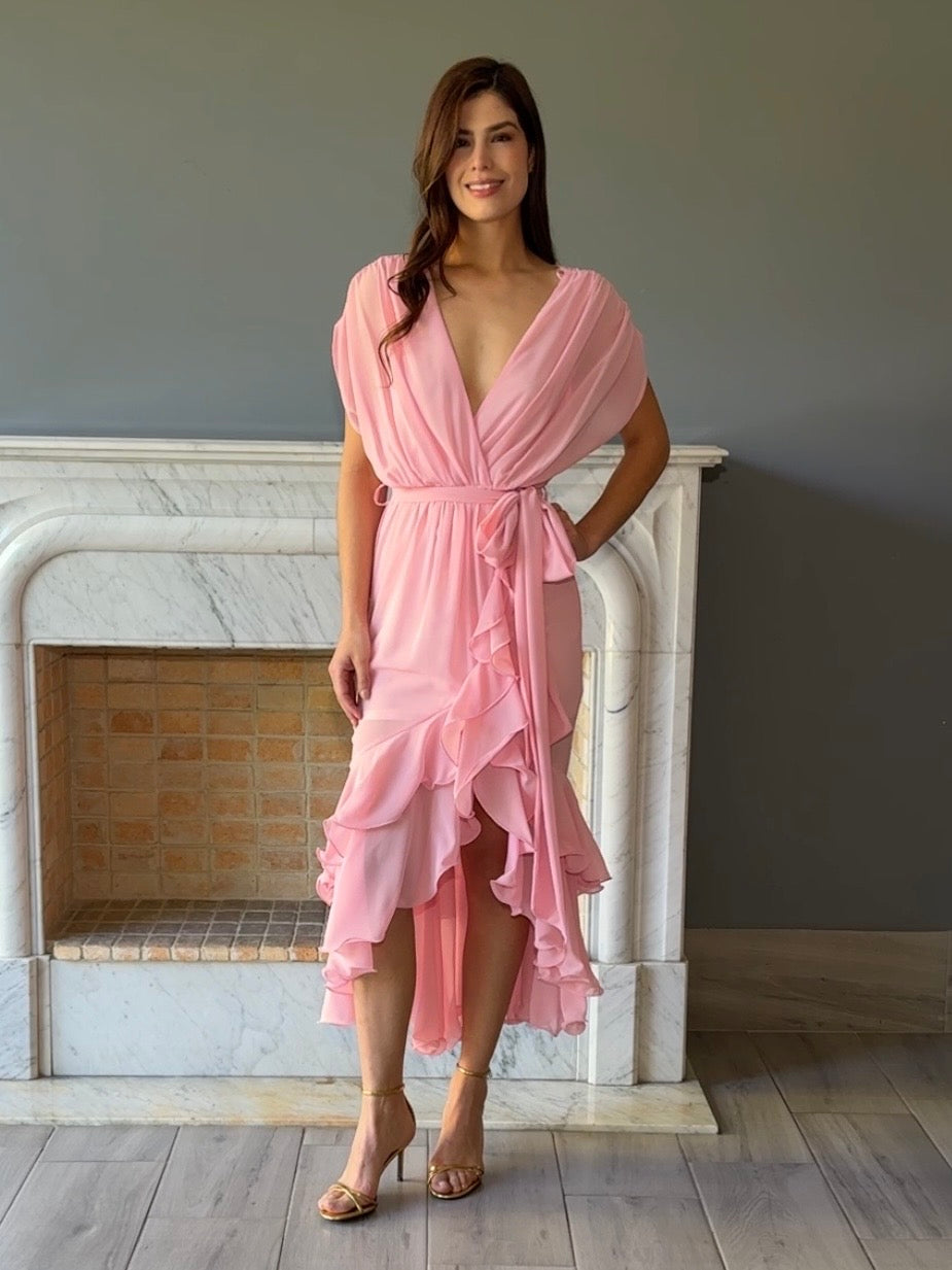 VESTIDO MIDI ROSA 4189