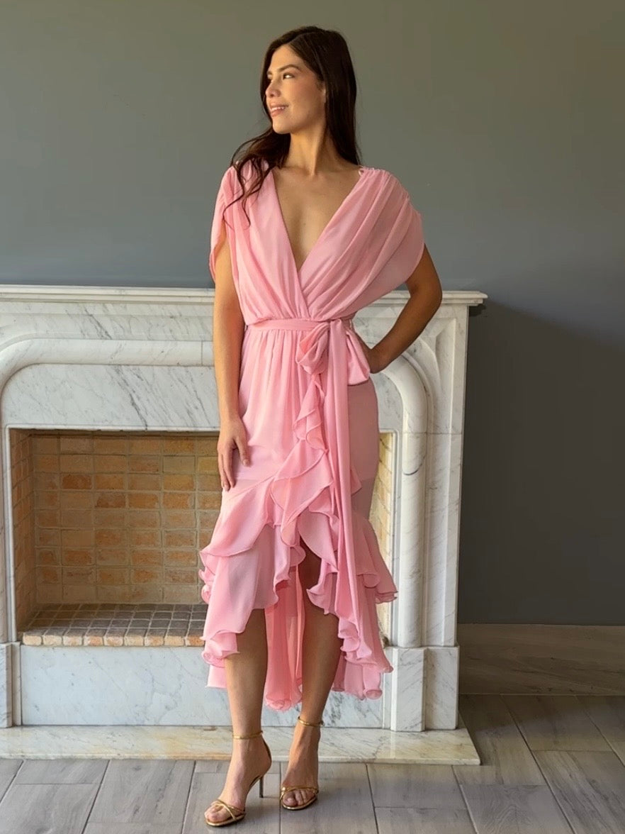 VESTIDO MIDI ROSA 4189