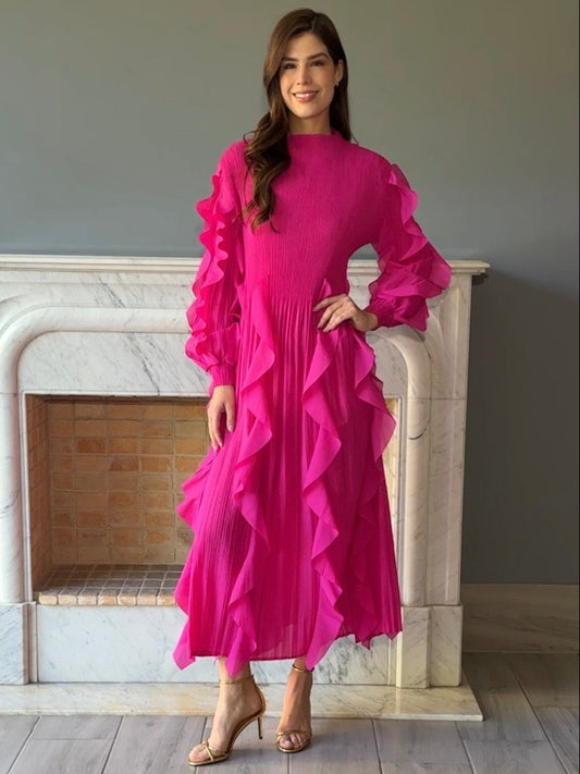 VESTIDO MIDI ROSA PC3687