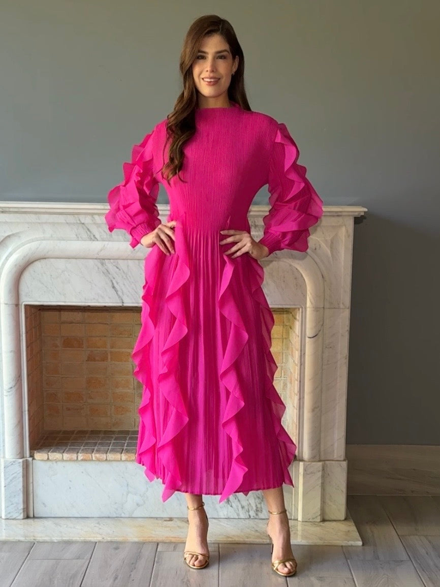 VESTIDO MIDI ROSA PC3687