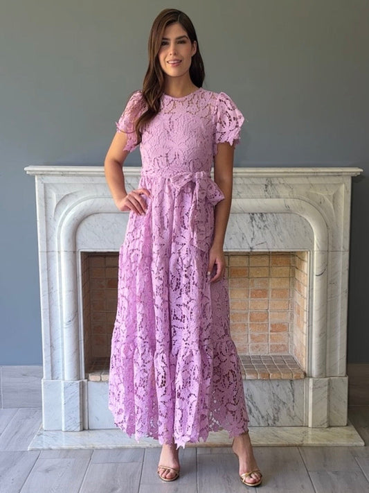 VESTIDO DE ENCAJE ROSA D6057