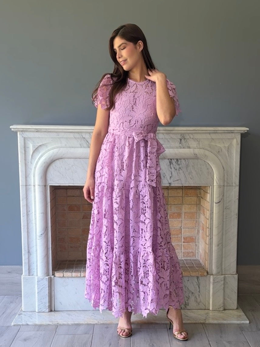 VESTIDO DE ENCAJE ROSA D6057
