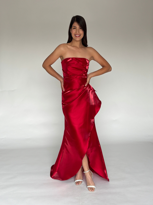 VESTIDO LARGO ROJO 24410