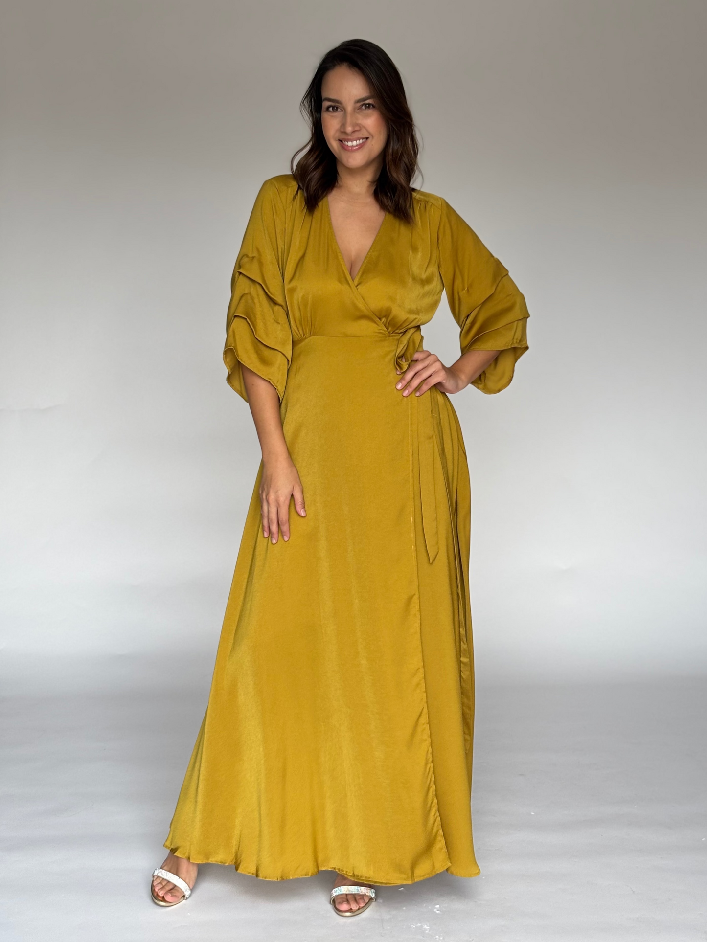 VESTIDO LARGO MOSTAZA 24708