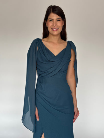 VESTIDO LARGO AZUL M2964