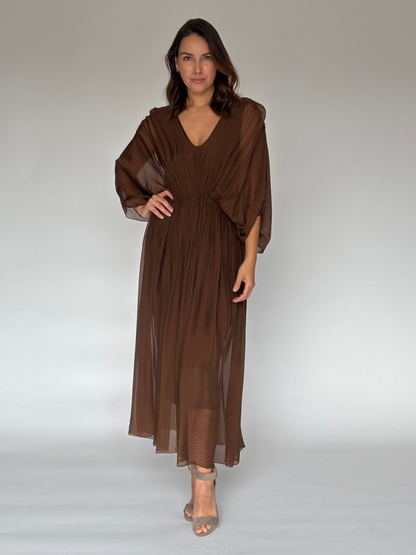 VESTIDO LIGERO CAFE Z7222