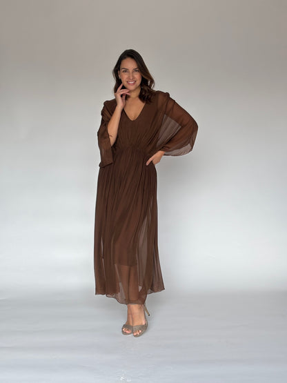 VESTIDO LIGERO CAFE Z7222