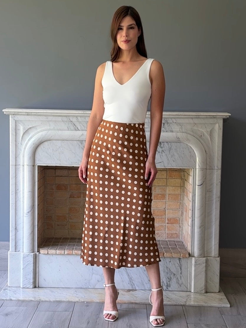 FALDA CON LUNARES CAFE T1173