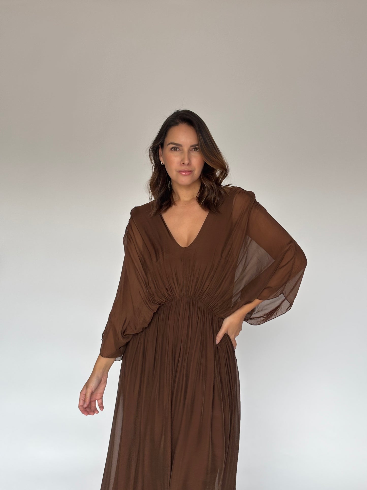 VESTIDO LIGERO CAFE Z7222