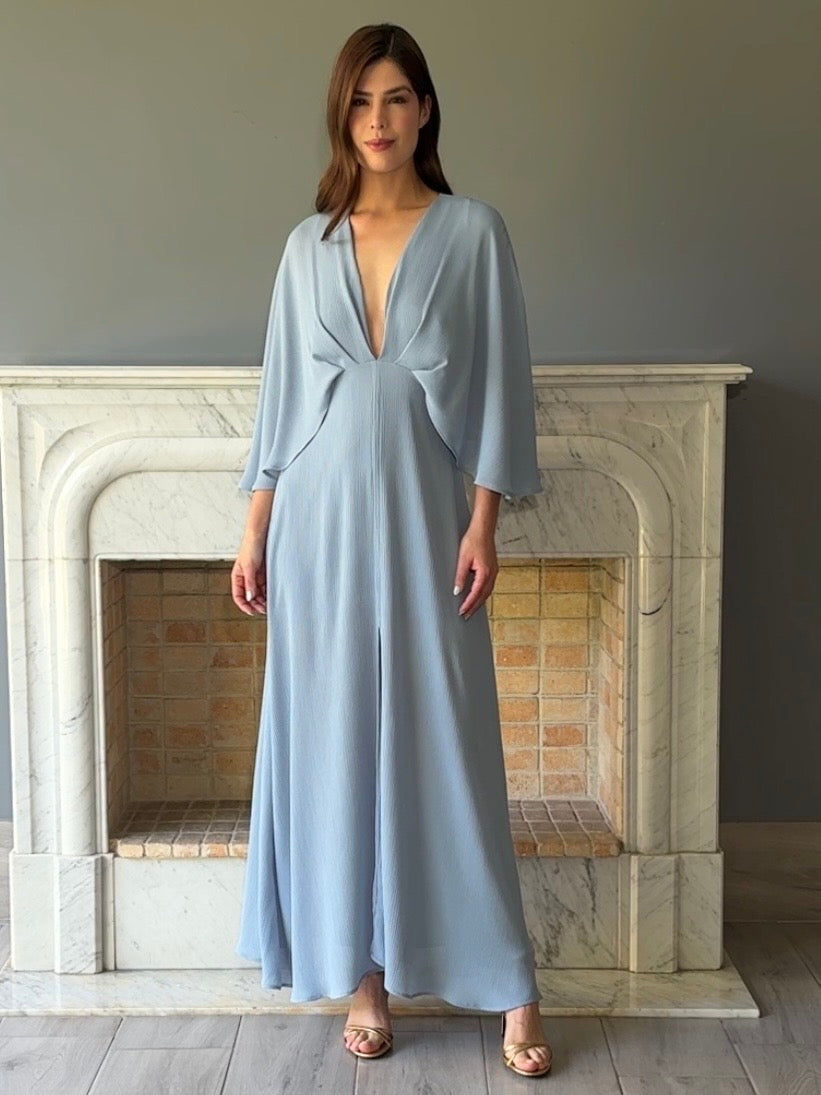 VESTIDO CON CAPA AZUL D7661