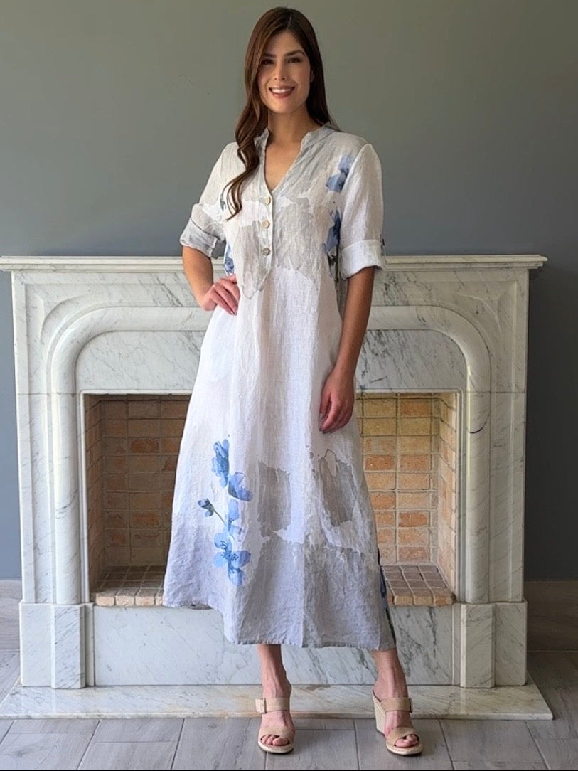 VESTIDO CAMISERO LINO  BLANCO 1903