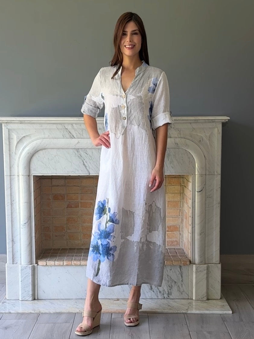 VESTIDO CAMISERO LINO  BLANCO 1903
