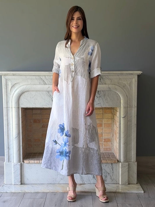 VESTIDO CAMISERO LINO  BLANCO 1903