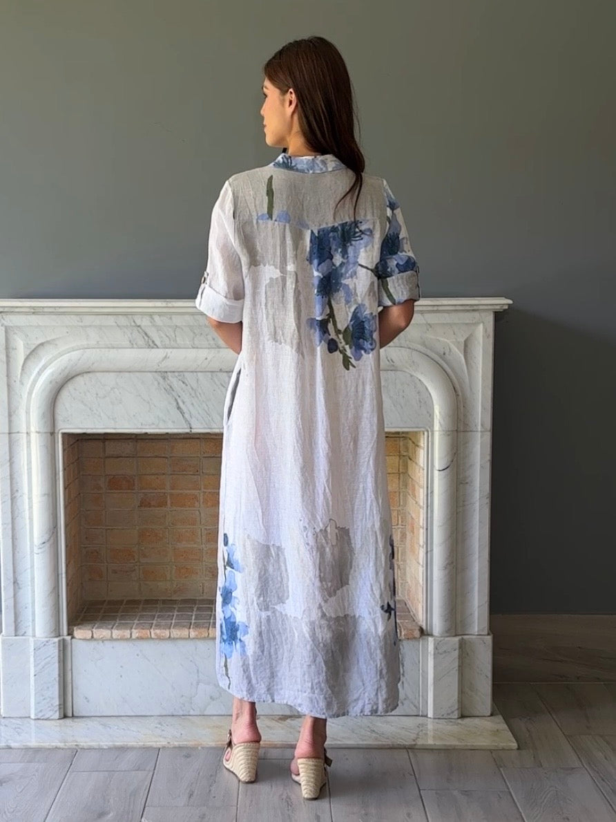 VESTIDO CAMISERO LINO  BLANCO 1903