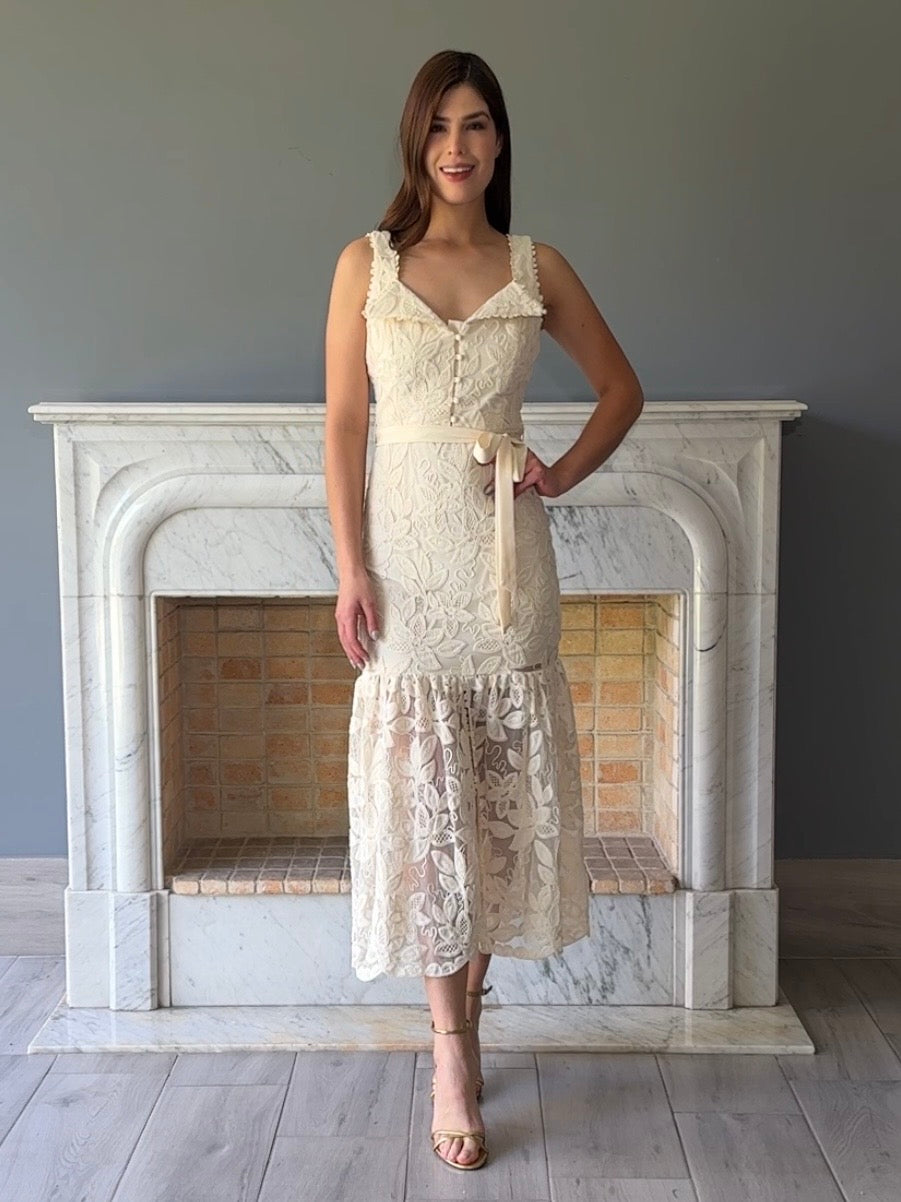 VESTIDO BEIGE MIDI 17306