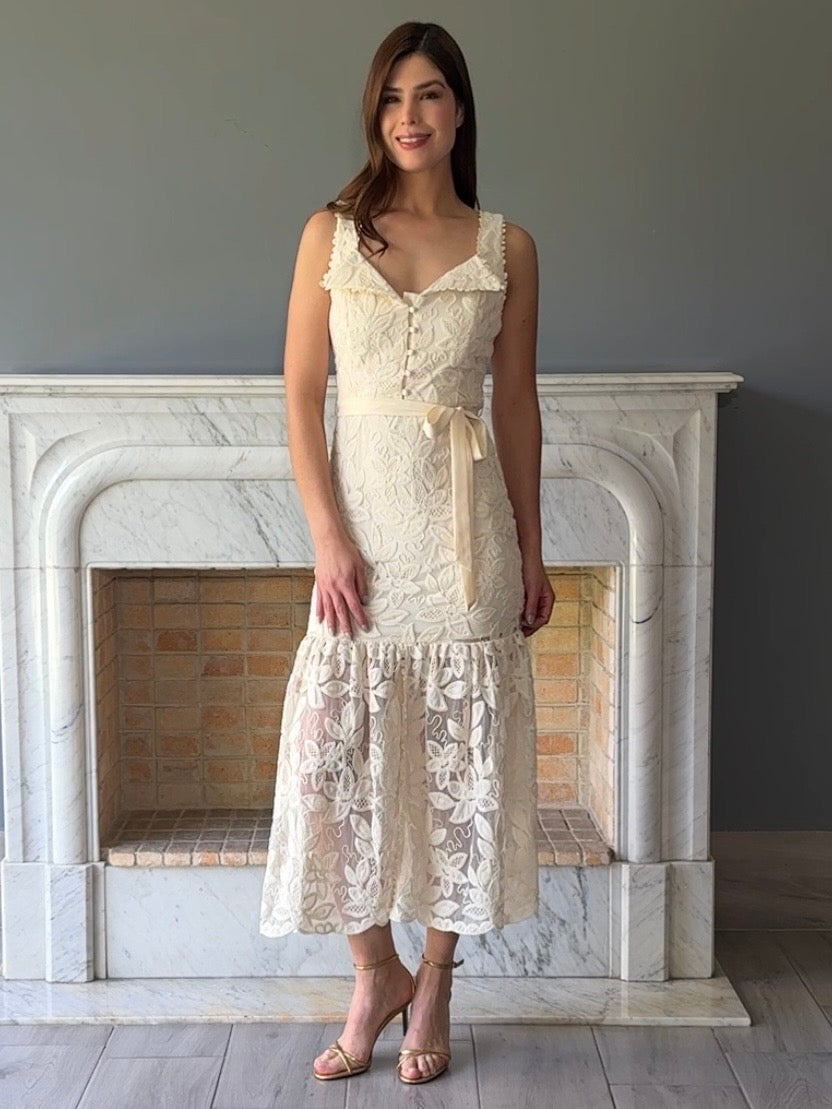 VESTIDO BEIGE MIDI 17306