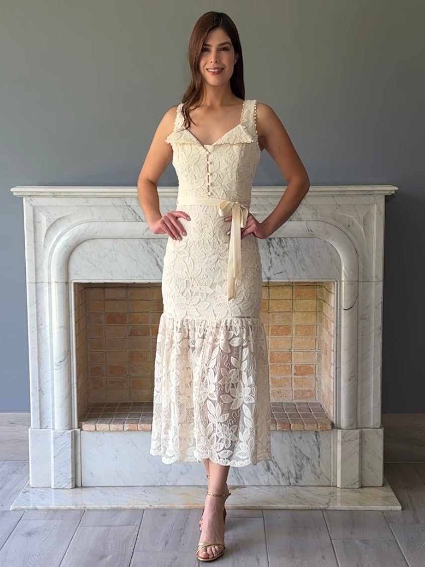 VESTIDO BEIGE MIDI 17306